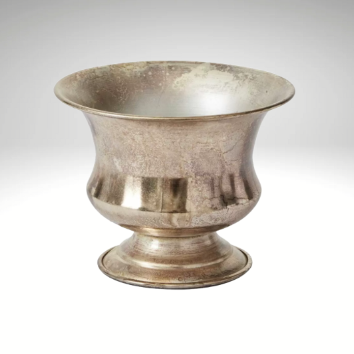 Champagne Metal Urn Vase – 6.25"x5" Pedestal Floral Container for Wedding Centerpieces & Arrangements-72140.00