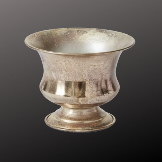 Champagne Metal Urn Vase – 6.25"x5" Pedestal Floral Container for Wedding Centerpieces & Arrangements-72140.00