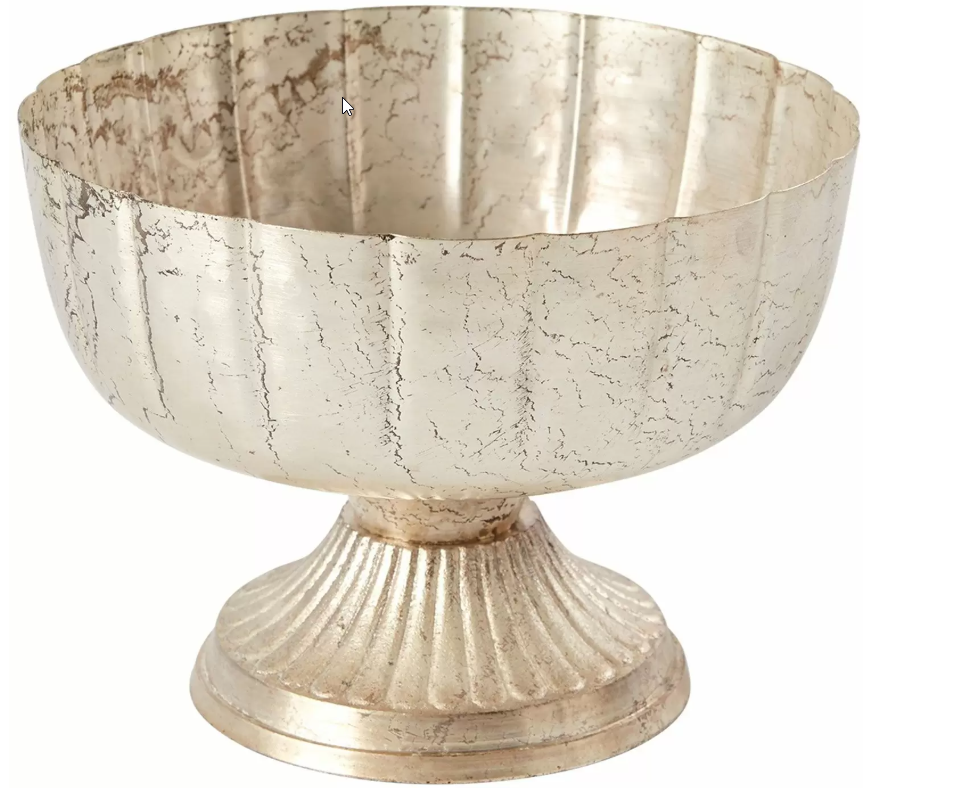 7.75" Champagne Metal Compote Bowl – Pedestal Floral Vase for Wedding Centerpieces & Home Decor-72010-61