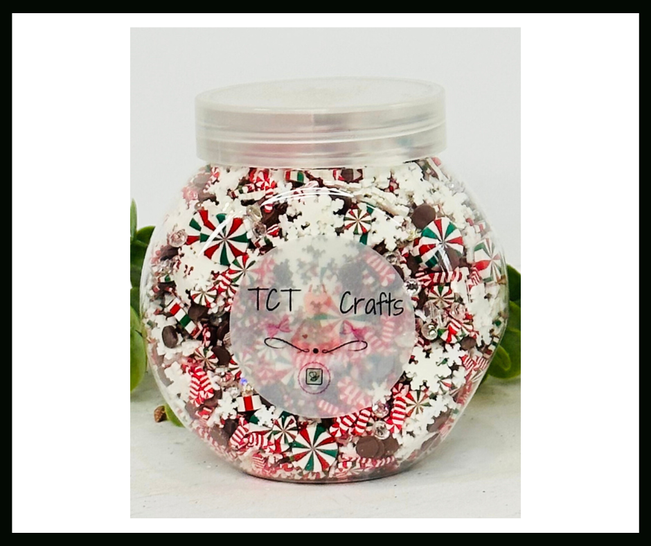 150g Christmas Holiday Polymer Clay Sprinkle Mix - Red, White, Green Peppermints & Candy Canes - Perfect for Fake Bakes, Clay Art, Slime - Festive and Joyful