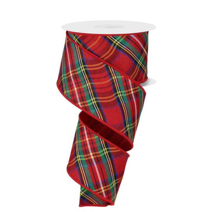 2.5"x10yd Christmas Plaid Wired Ribbon – Red Green Tartan for Bows, Wreaths, Gifts-RGX0110 Craig Bachman