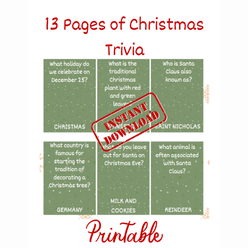 Festive Fun Printable Christmas Trivia Game for the Whole Family - Instant Download