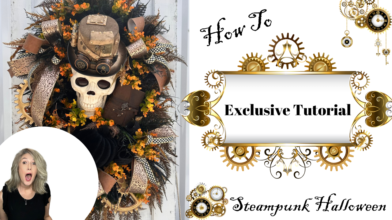 Digital Download: XL Over the Top Halloween Steampunk Wreath Tutorial | PDF + Video Link | DIY Craft Tutorial TCT Crafts