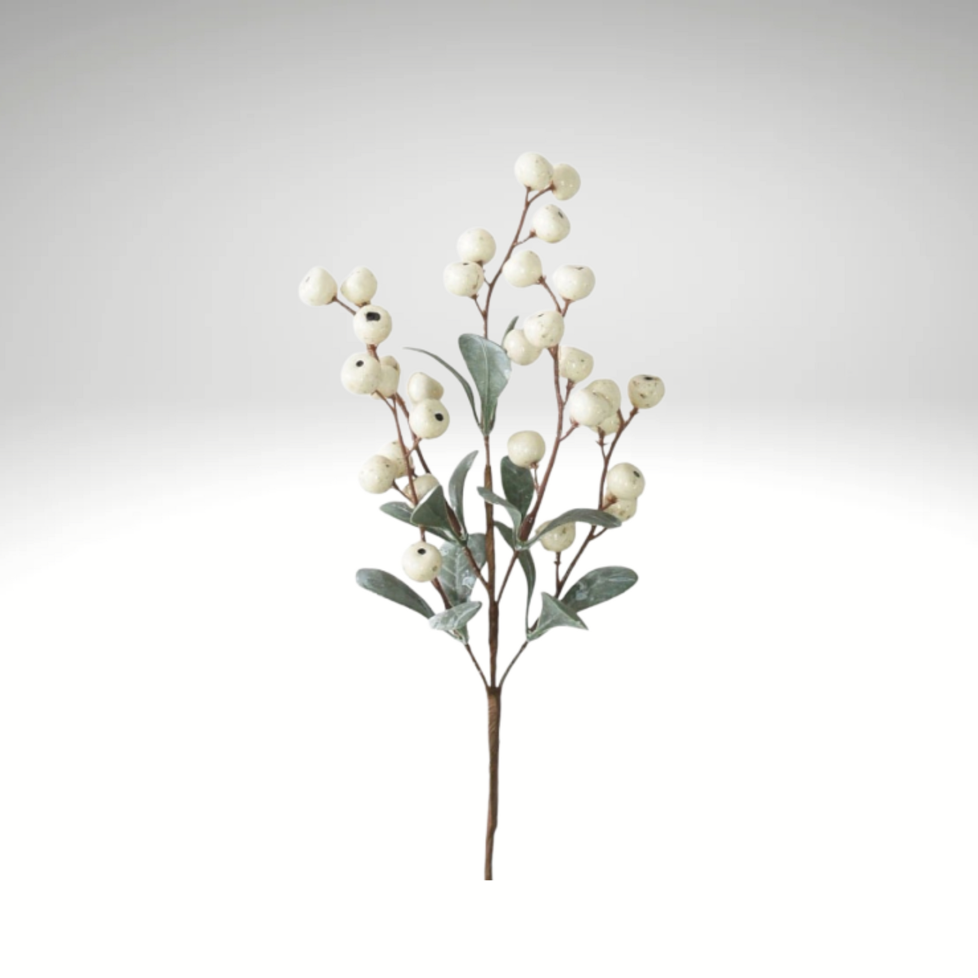 14" Cream Berry Leaves Pick – Winter Holiday Berry Stem-256948 Direct Export