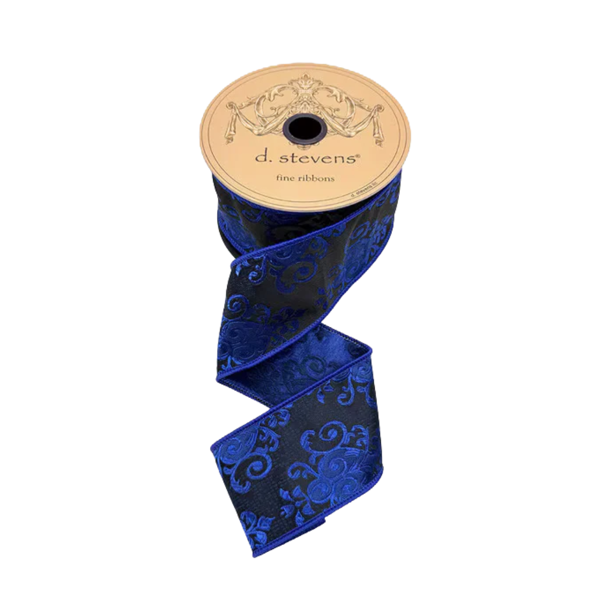 D. Stevens Royal Blue Mughal Jacquard Ribbon | Scroll Pattern | 2.5" x 10yd-88-5132 D. Stevens