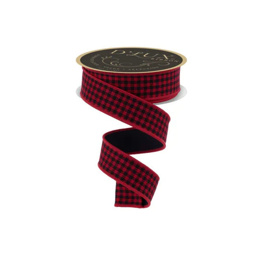 Red Black Mini Check Ribbon 1.5 Inch x 10 Yards-LX6004MA Craig Bachman