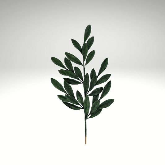 Dark Green Glitter Laurel Leaves Spray – 27" Artificial Holiday Greenery Stem-86483DKGN Liberty Floral