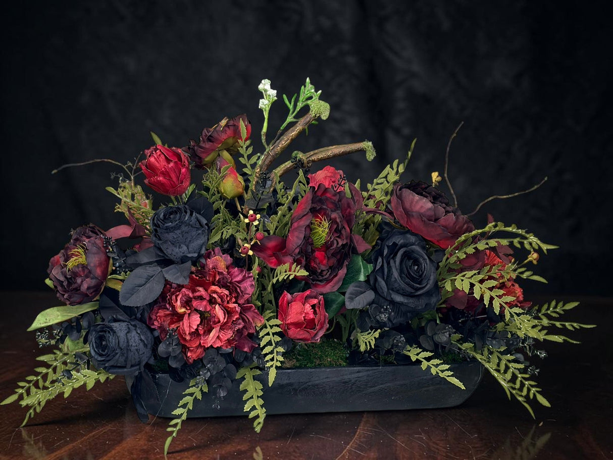 Dark Halloween Floral Centerpiece 28 Inch Arrangement TCT Crafts