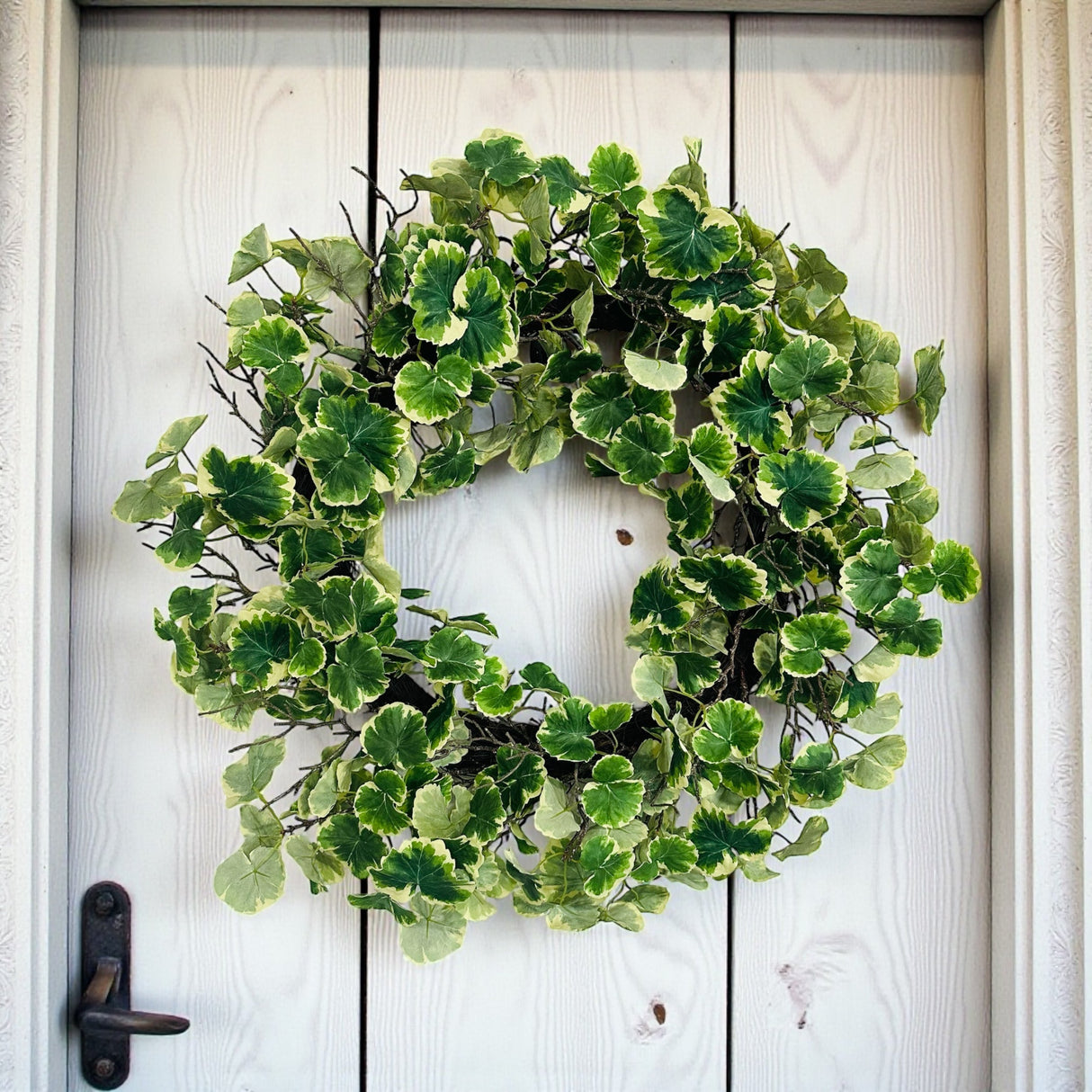 30" Artificial Geranium Aralia Wreath | Lifelike Greenery for Door & Wall Decor Allstate Floral