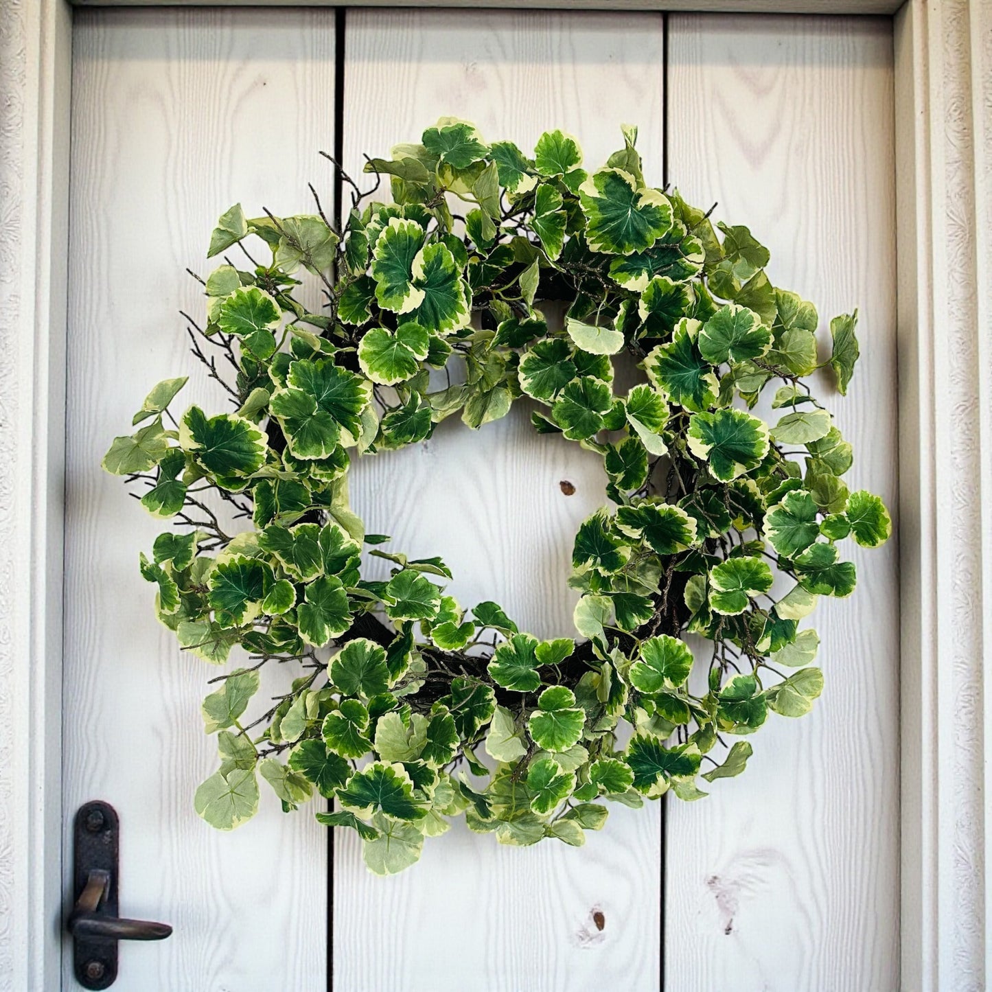 30" Artificial Geranium Aralia Wreath | Lifelike Greenery for Door & Wall Decor Allstate Floral