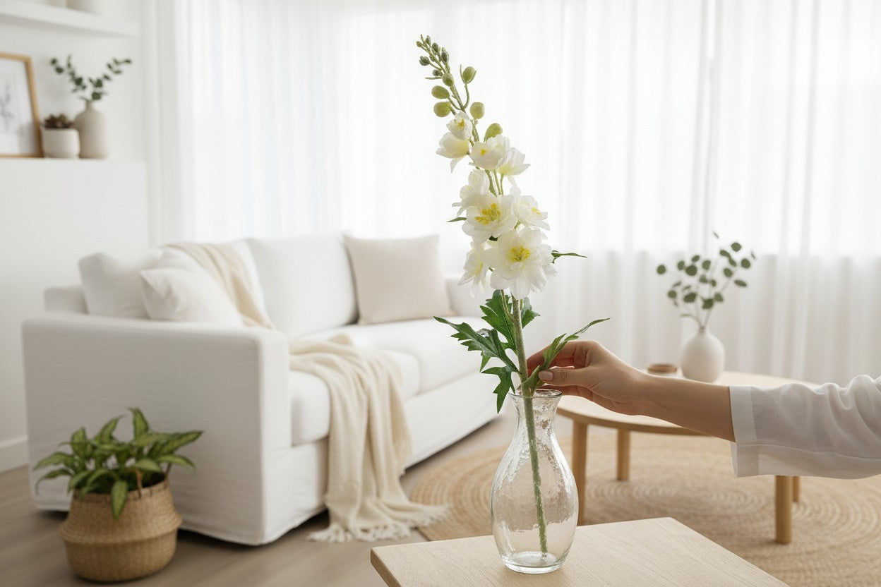 Real Touch White Delphinium Stem Artificial Flower 28 Inch-FL001927 Craig Bachman