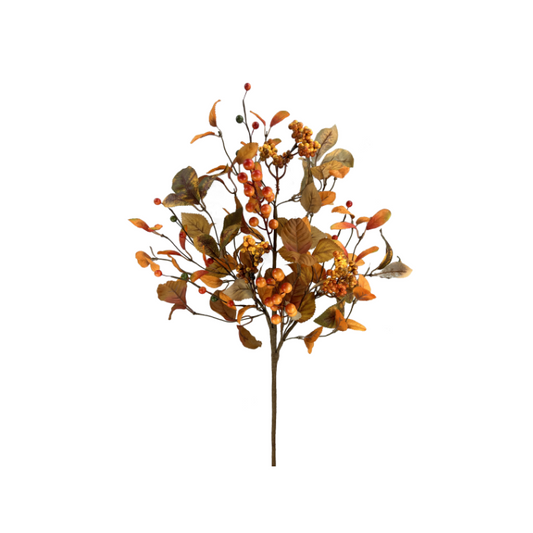 26" Faux Fall Berry Spray with Autumn Leaves – Thanksgiving Floral Spray-57160OR Liberty Floral