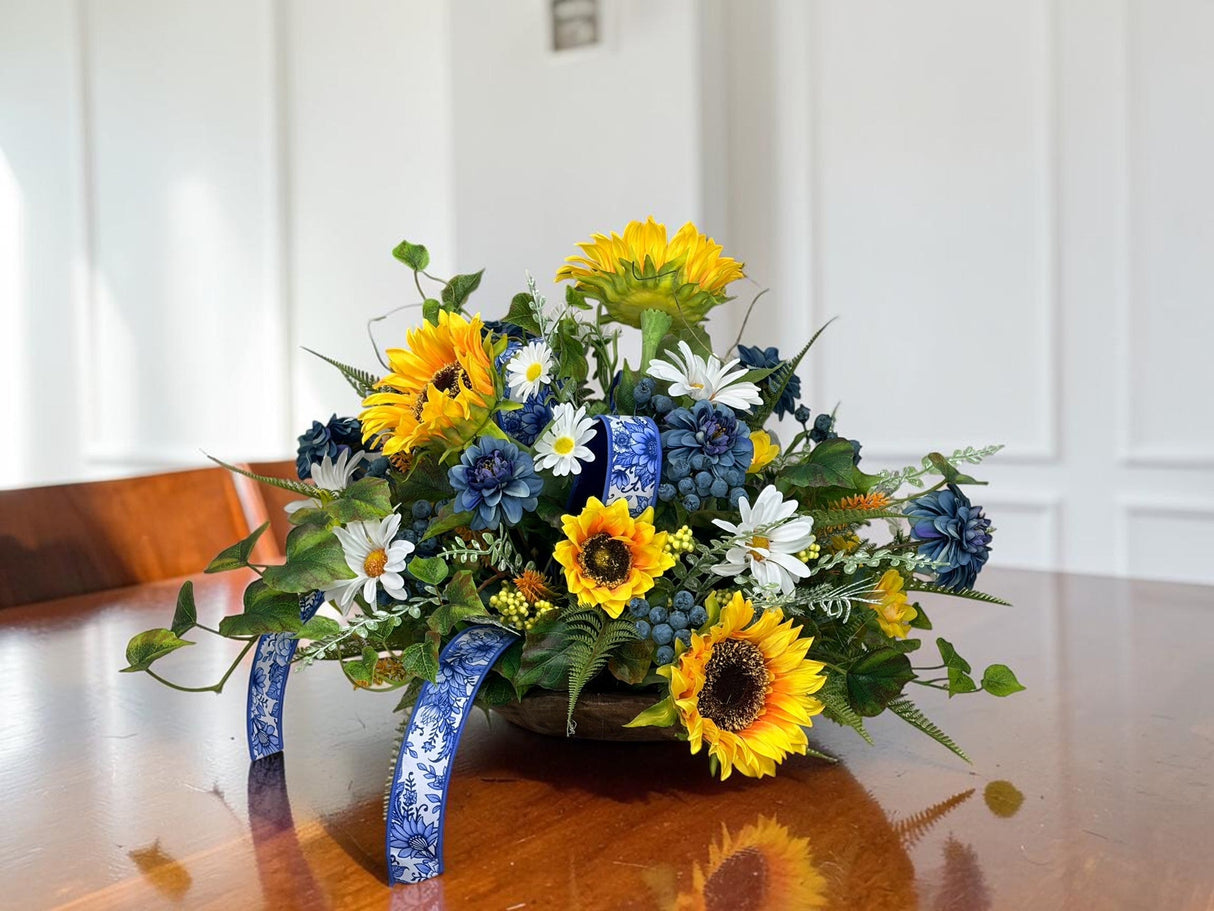 Sunflower Chinoiserie Floral Arrangement 22 Inch Decor TCT Crafts