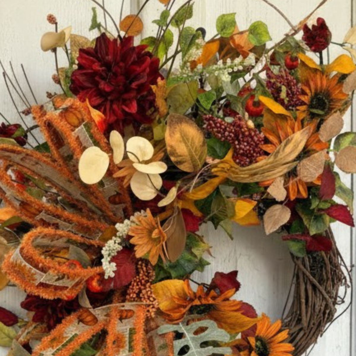 Fall Sunflower Grapevine Wreath 30 Inch Door Decor TCT Crafts