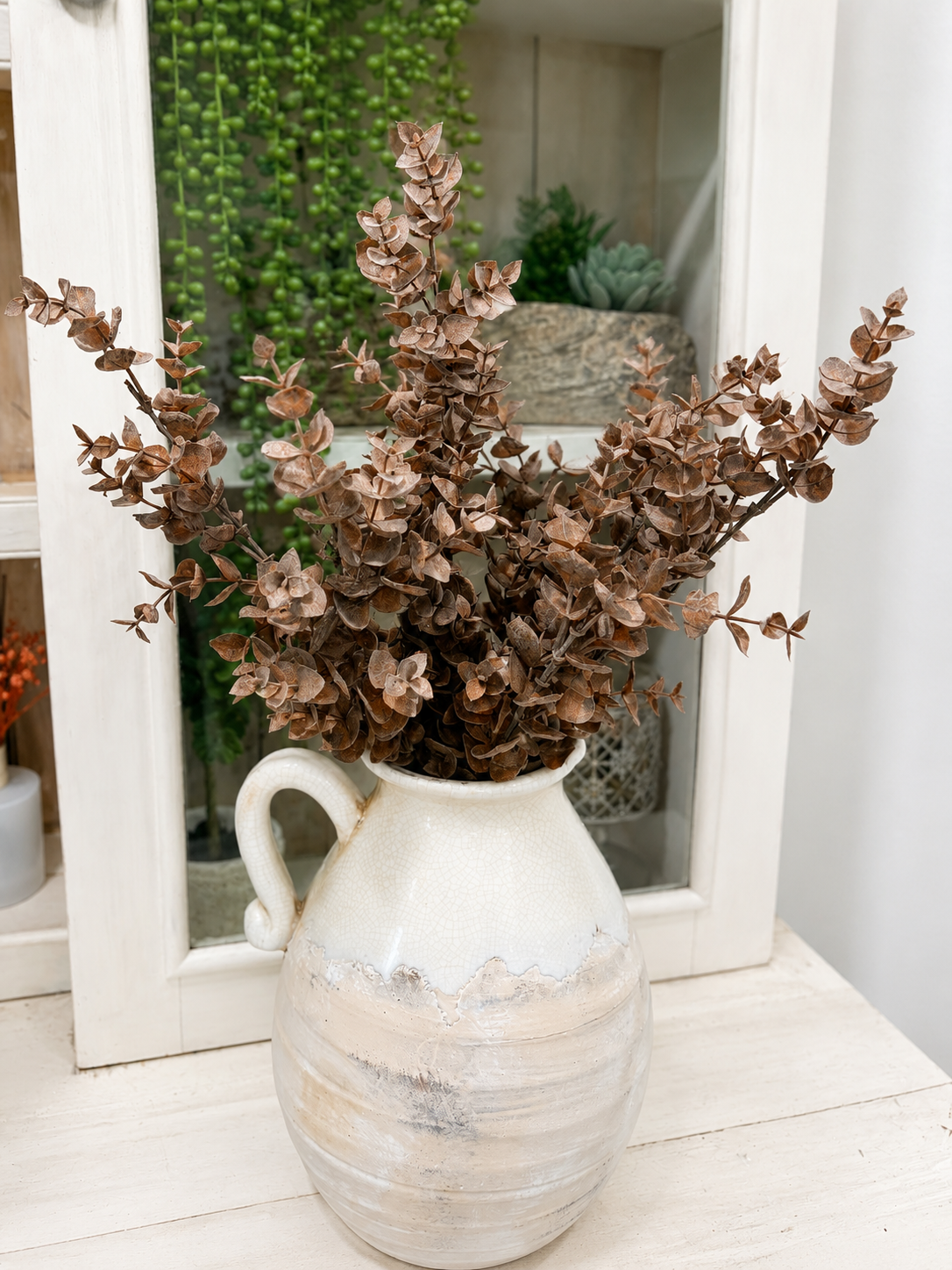 Brown Eucalyptus Bush | Fall Rust Foliage Filler | 20" Bush-85942-BRN Golden Bell