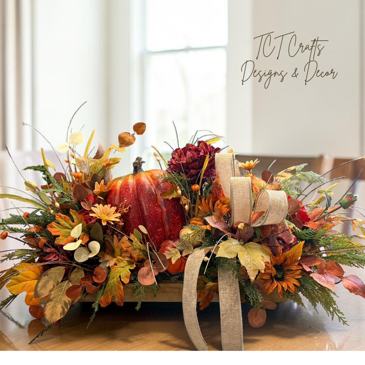 Fall Pumpkin Centerpiece 34 Inch Table Arrangement TCTCrafts