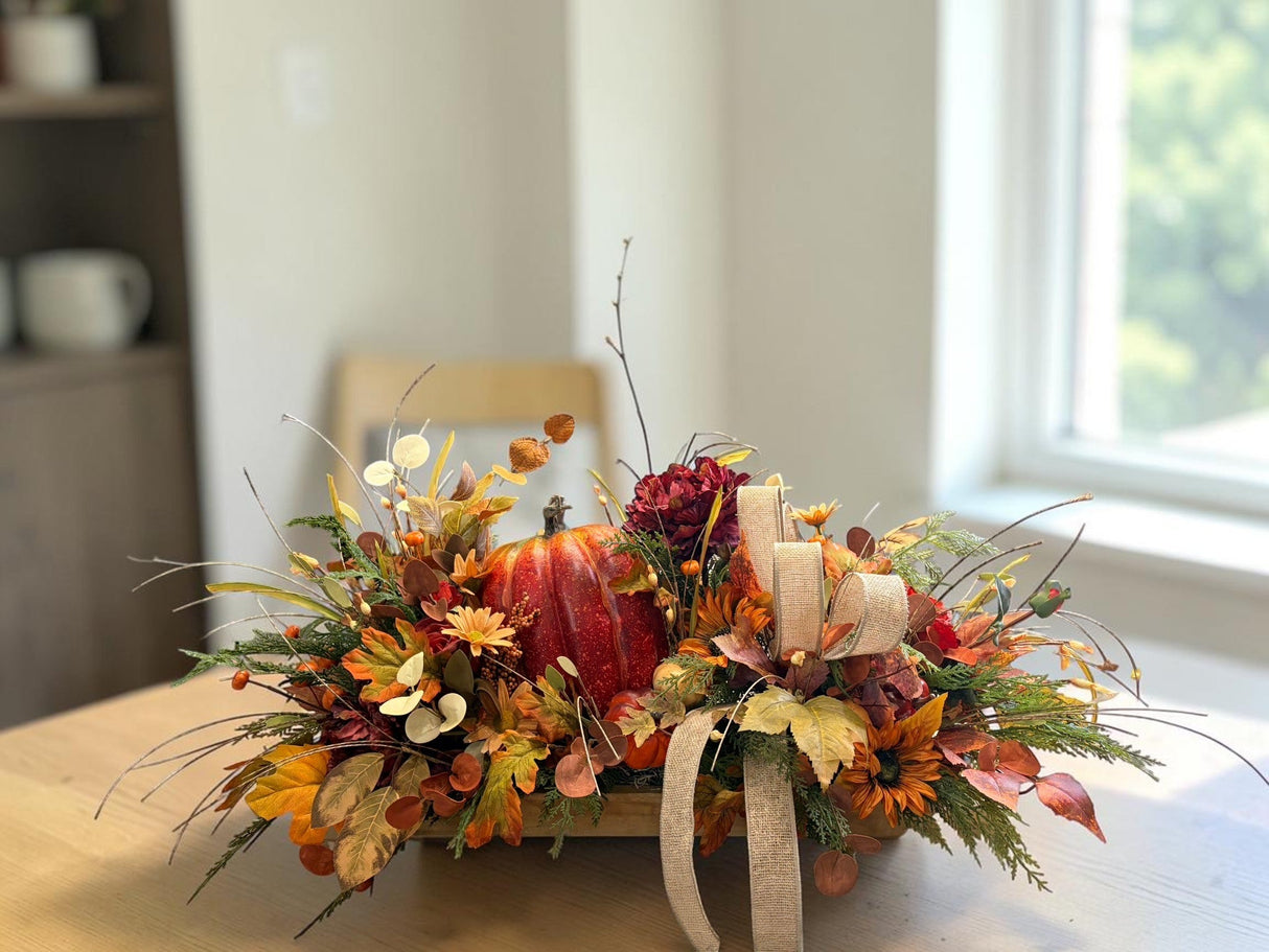 Fall Pumpkin Centerpiece 34 Inch Table Arrangement TCTCrafts