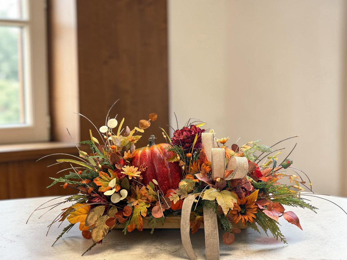 Fall Pumpkin Centerpiece 34 Inch Table Arrangement TCTCrafts