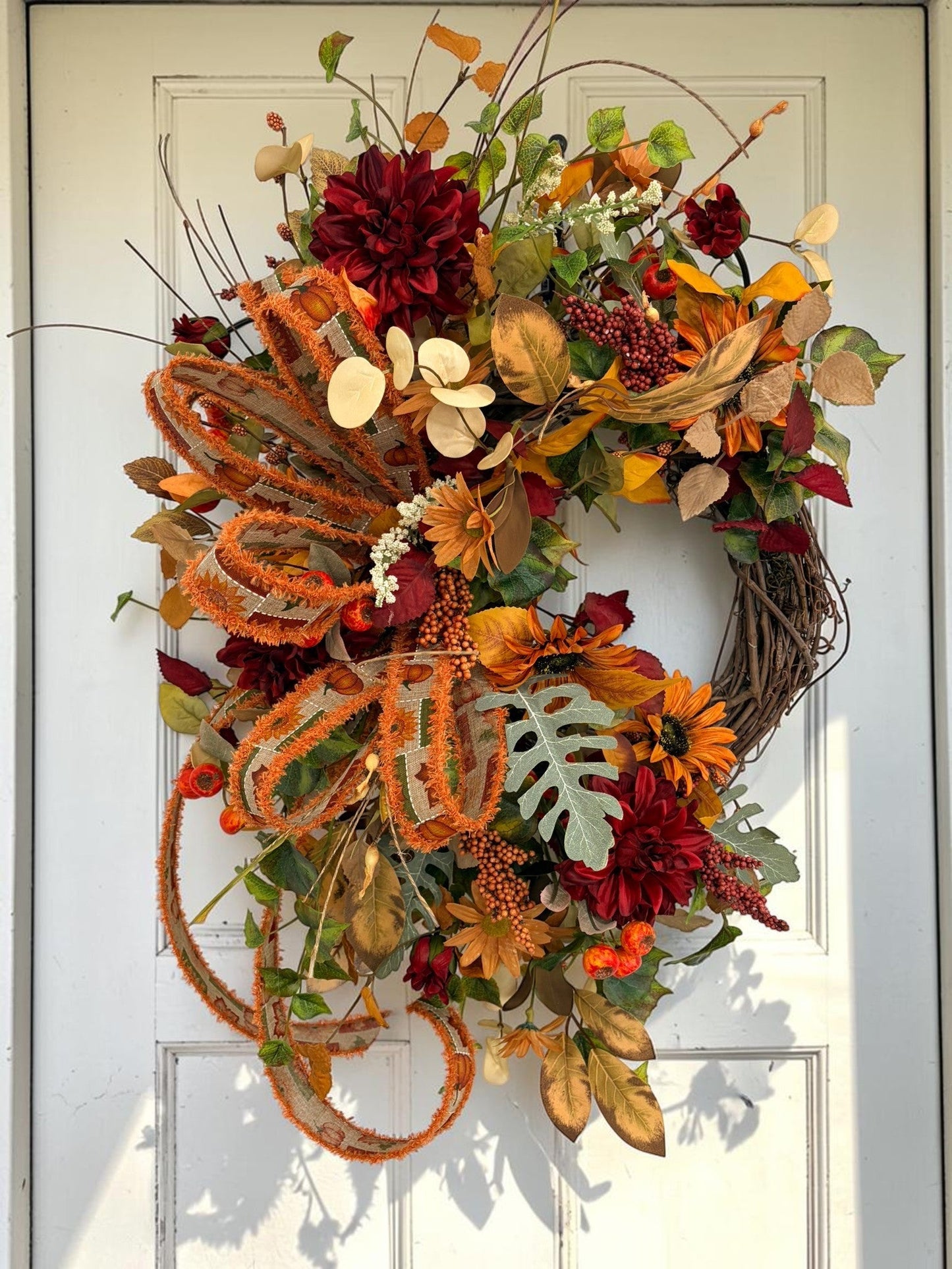 Fall Sunflower Grapevine Wreath 30 Inch Door Decor TCT Crafts
