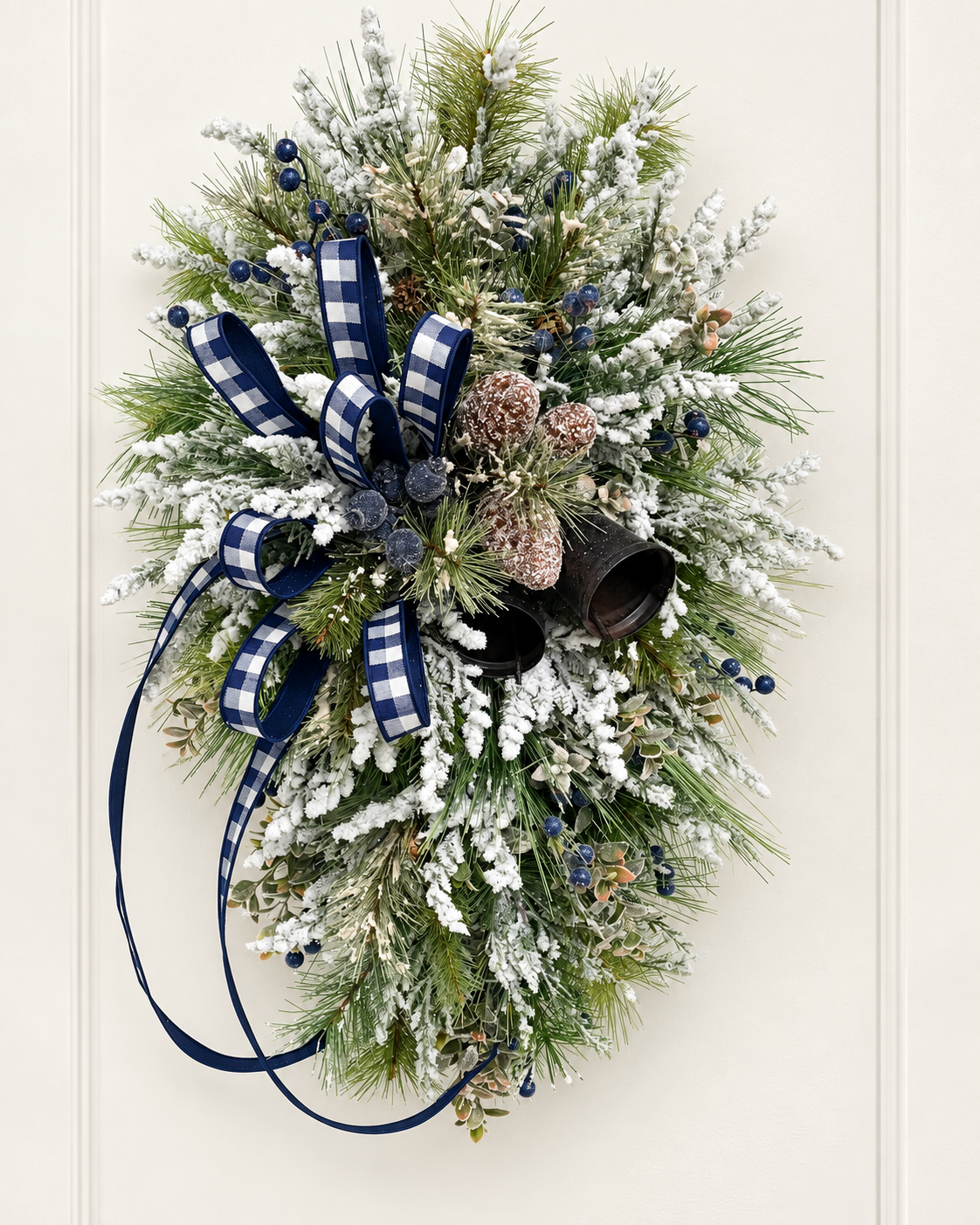 Rustic Winter Pine Swag with Bells and Blue Berries – Farmhouse Christmas Decor TCT Crafts