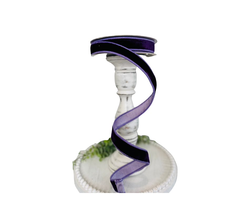 RK130-07 Designer Farrisilk Wired Ribbon, 1 inch 2 Tone Velvet Purple/Violet Farrisilk