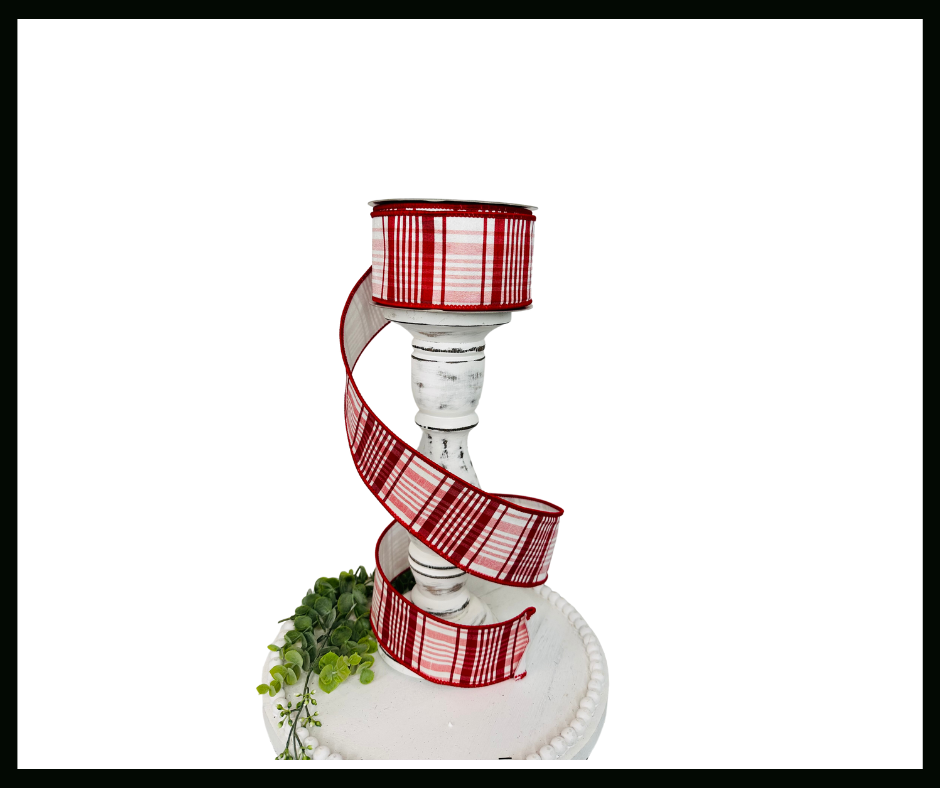 2.5 Inch Red Julian Plaid Farrisilk Wired Ribbon - Ideal for Christmas Decor, Wreath Making, and Festive Crafts"