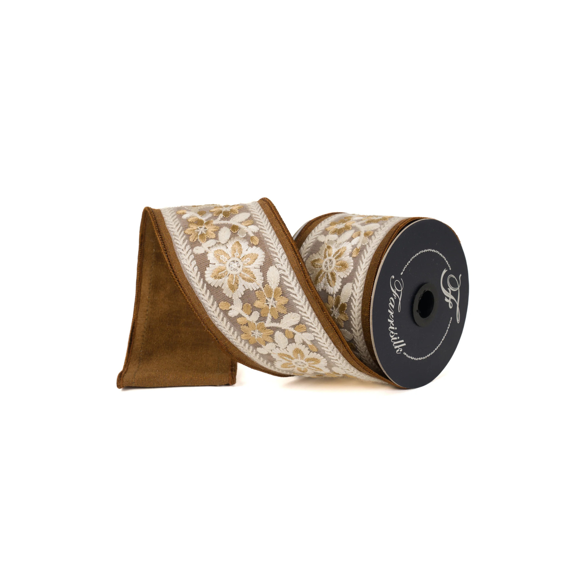 Farrisilk Pecan Blossom Harvest Wired Ribbon 2.5” x 5yd | Designer Ribbon-SR101-35 Farrisilk