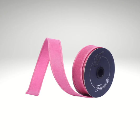 Farrisilk Bubblegum Pink Silky Sheen Wired Ribbon 1 Inch Designer Ribbon-SR154-74 Farrisilk