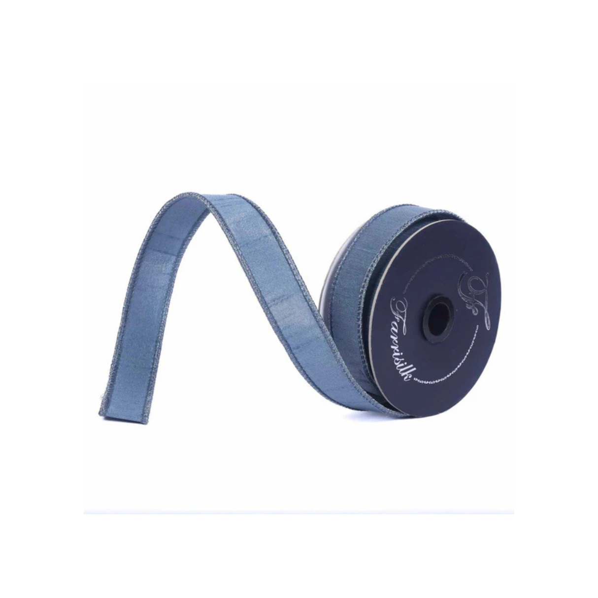 Farrisilk Steel Blue Silky Sheen Wired Ribbon 1 Inch Designer Ribbon-SR154-17 Farrisilk