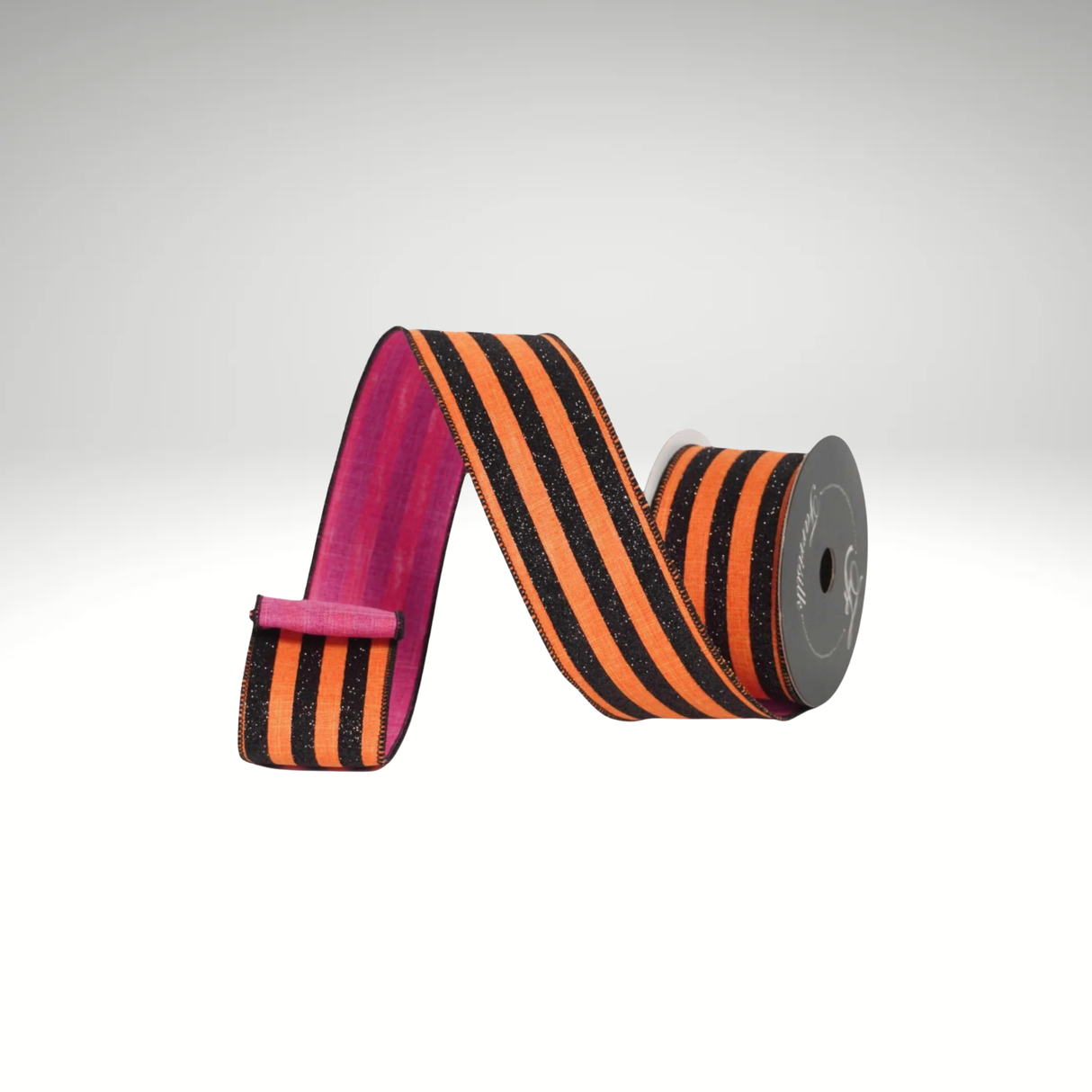 Farrisilk Cauldron Stripes Wired Ribbon 2.5” x 10yd | Halloween Ribbon Farrisilk