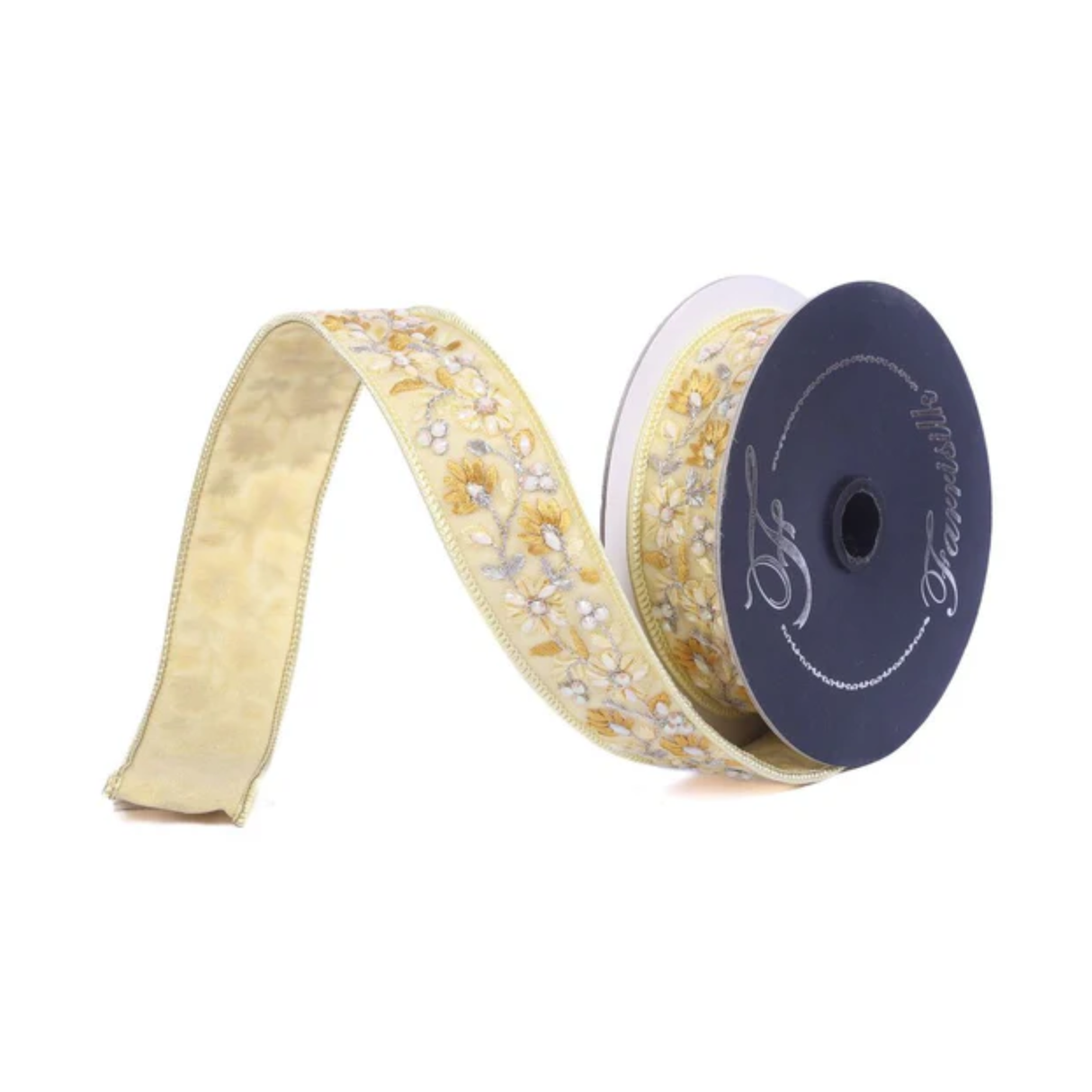 Farrisilk Spring Bling Yellow Wired Ribbon 1.5x5yd-SR170-46 Farrisilk