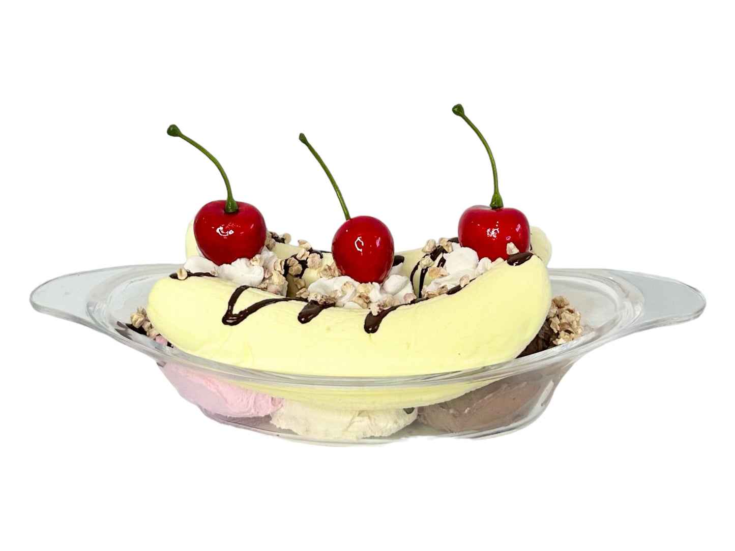 Faux Banana Split Ice Cream Display - Kitchen Decor, Photography Props, Movie Props- Non-Edible Decorative Prop - TCT Crafts