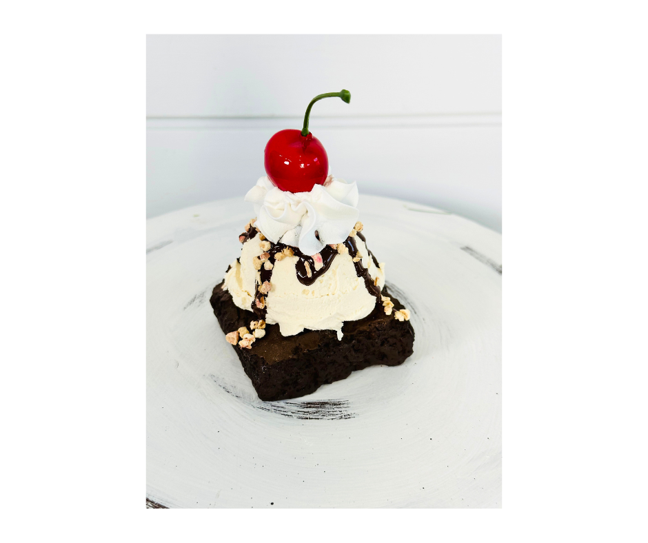 Deliciously Tempting: 4" Faux Brownie a la Mode Tiered Tray Prop