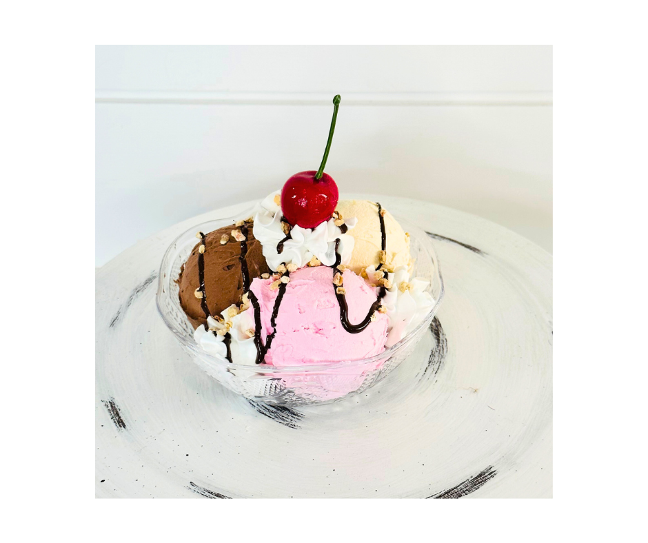 One Faux Brownie Ice Cream Sundae Tiered Tray Decor/Food Prop-TCT1545