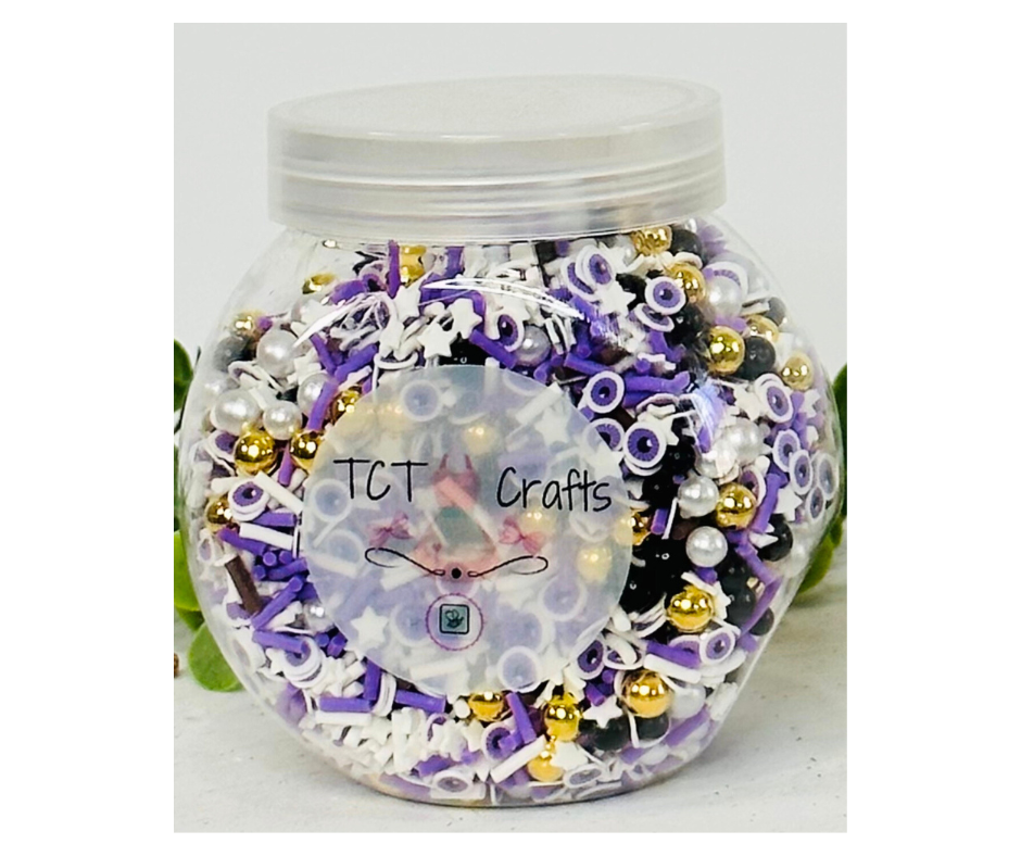 150g Purple Eyes Halloween Polymer Clay Sprinkle Mix - Ideal for Fake Bakes, Clay Art, Slime - Spooky, Mysterious, and Festive TCTCrafts