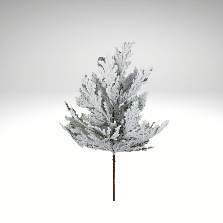 24" Flocked Cedar Spray | Artificial Snowy Cedar Christmas Greenery-85336SP24 Liberty Floral