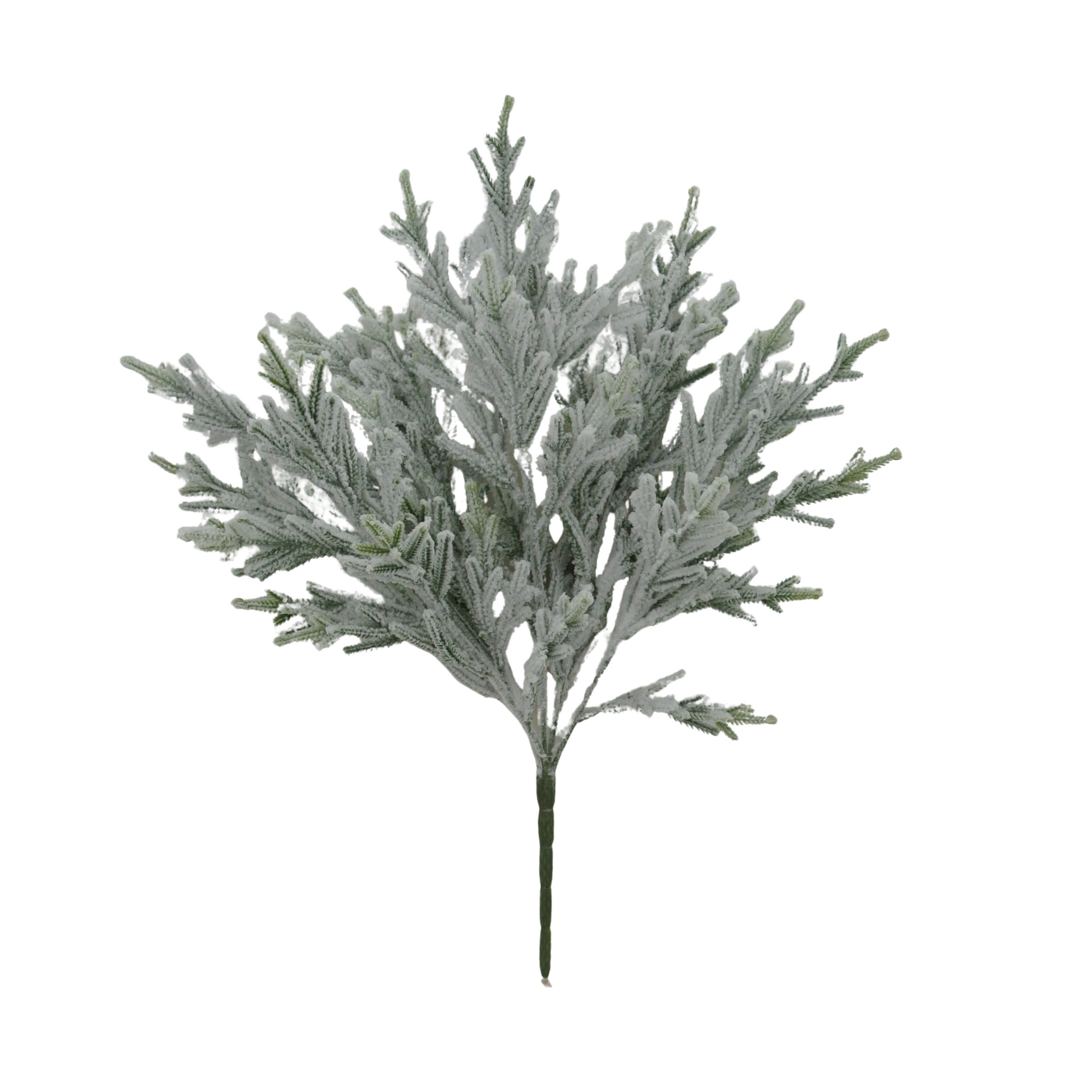 20" Snowy Pine Bush – Flocked Plastic Greenery Stem for Winter Arrangements Golden Bell