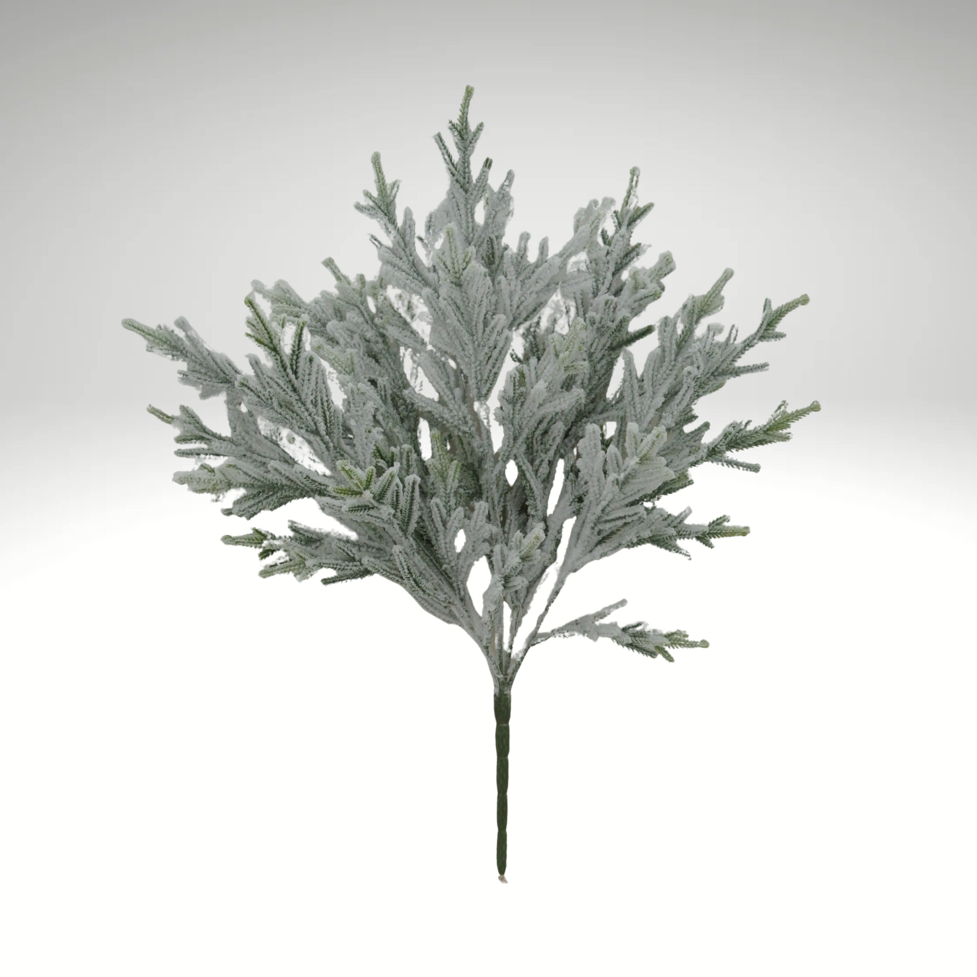 20" Snowy Pine Bush – Flocked Plastic Greenery Stem for Winter Arrangements Golden Bell