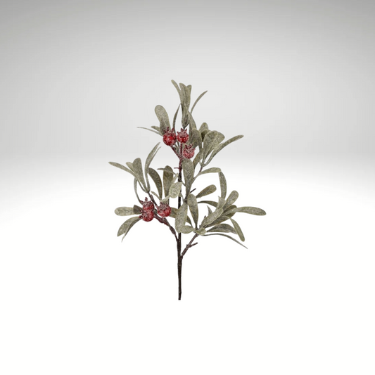 12" Frosted Mistletoe Berry Pick – Christmas Wreath & Centerpiece Stem-MTX77110 Regency
