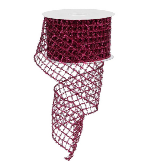 2.75"x10yd Fuchsia Tinsel Mesh Wired Ribbon – Glitter Ribbon for Wreaths & Holiday Décor -RM997607