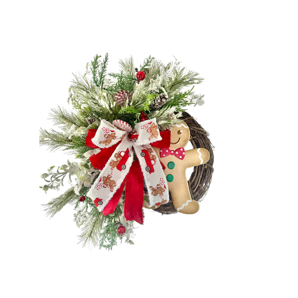 Handcrafted Gingerbread Boy Christmas Wreath