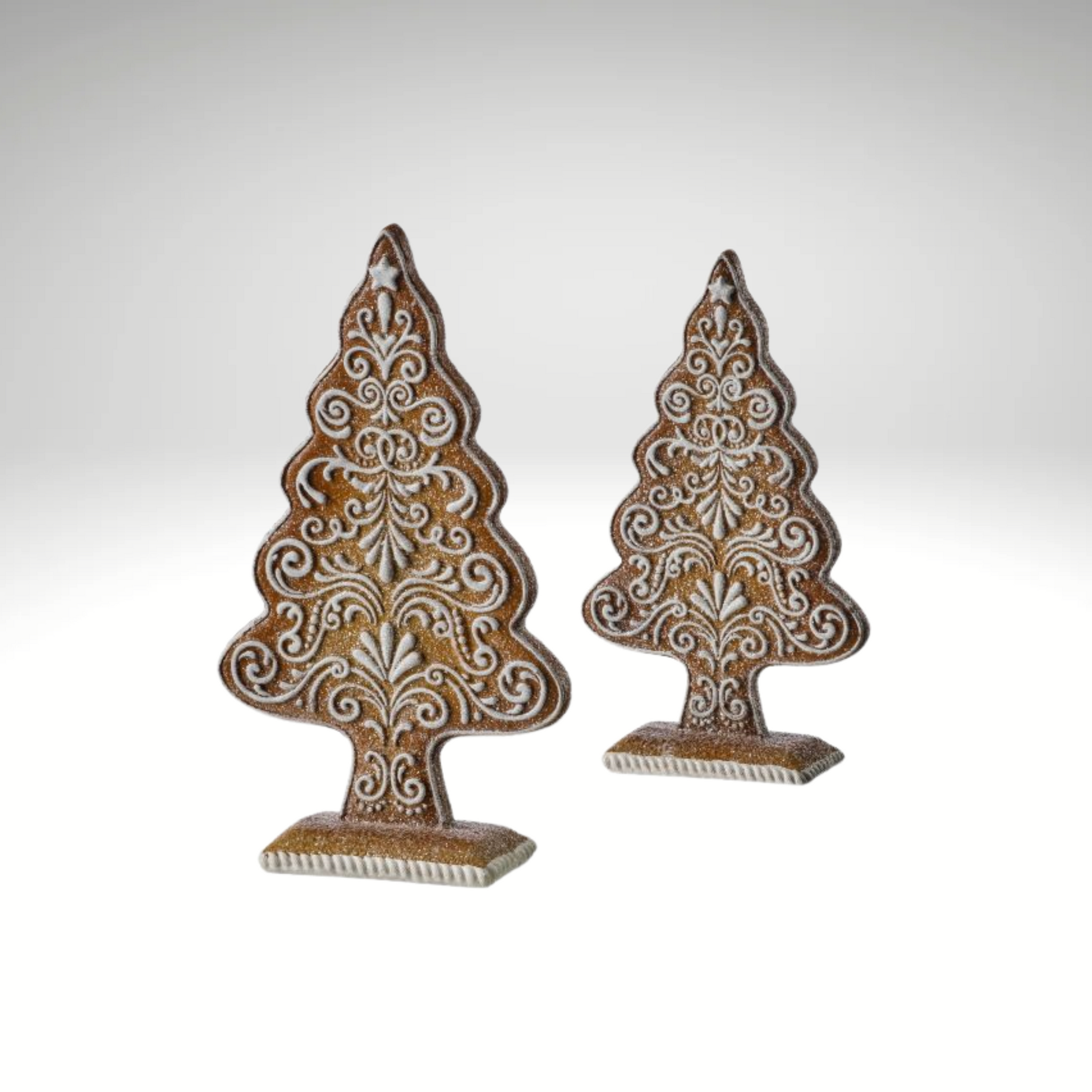 Gingerbread Tree Set of 2 – Resin Christmas Kitchen & Mantel Decor-MTX75523 Regency