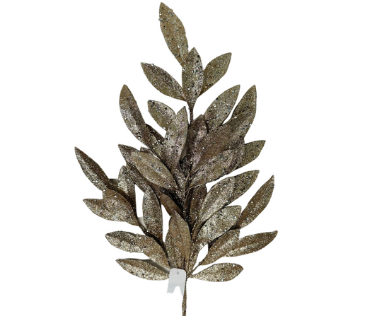 23"L Champagne Glitter Bay Leaf Spray - Shimmery Holiday Home Decor-XS618249 TCT Crafts