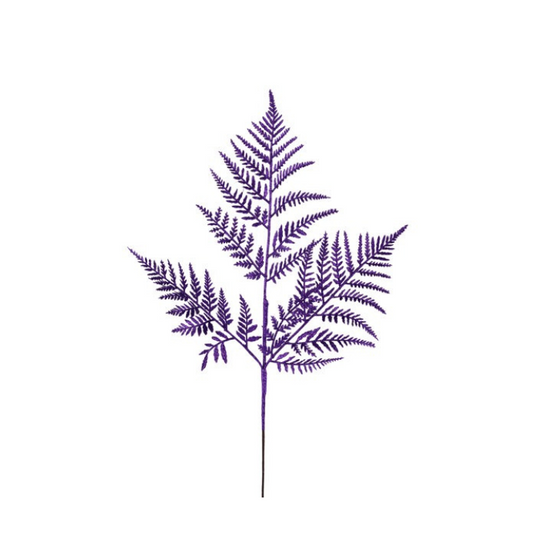 18.5" Purple Glitter Fern Leaf Spray | Halloween Gothic Floral Stem-XS244161 Craig Bachman