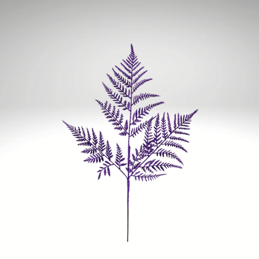 18.5" Purple Glitter Fern Leaf Spray | Halloween Gothic Floral Stem-XS244161 Craig Bachman