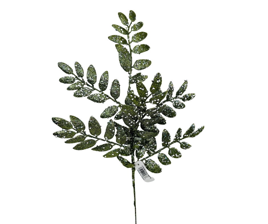 21"L Sage Green Glitter Honey Locust Spray - Sparkly Floral Holiday Decoration-XS216979 TCT Crafts