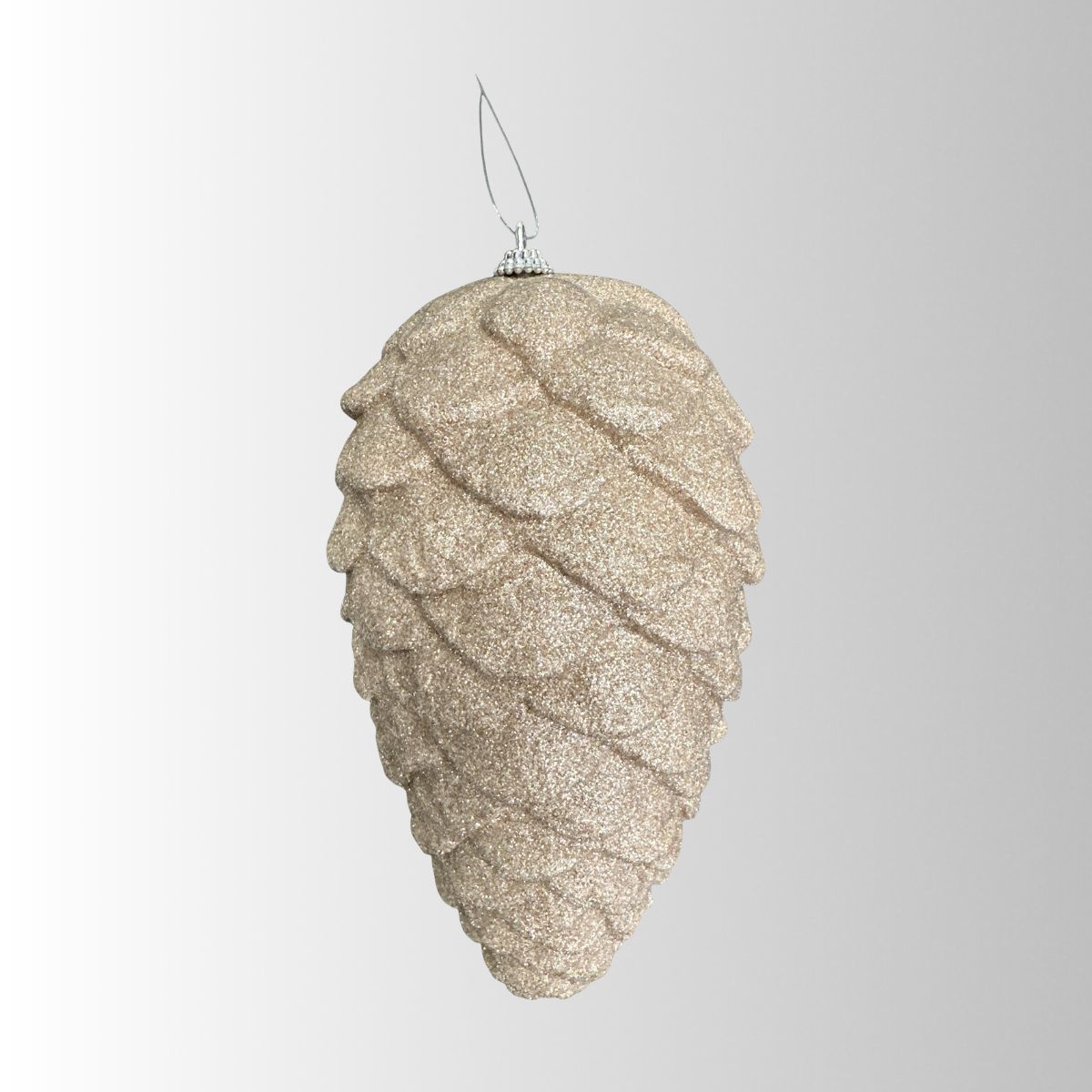 Taupe Glitter Pinecone Christmas Ornament — 9 Inch Champagne Shimmer Pinecone-86882TAUPE Liberty Floral