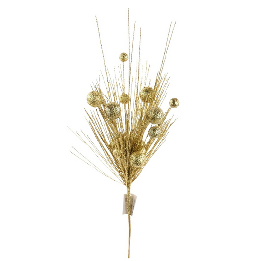 20" Gold Glitter Pine Ball Starburst Spray – Sparkling Holiday Floral Accent | TCT Crafts - 261510