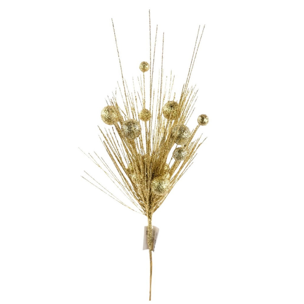 20" Gold Glitter Pine Ball Starburst Spray – Sparkling Holiday Floral Accent | TCT Crafts - 261510