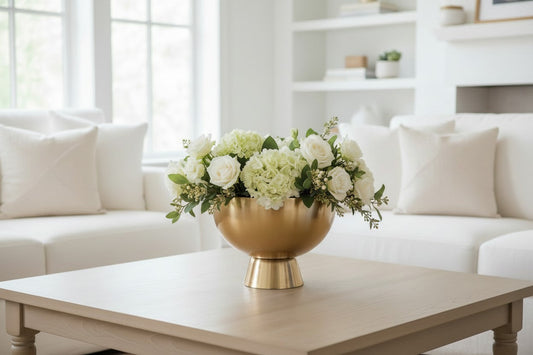 Gold Metal Compote Bowl 8 Inch for Floral Arrangements Weddings and Decor-78835-00 Pioneer Imports
